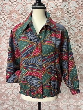 TanJay Petite Printed Jacket | Equestrian Plaid Mix Sz XS